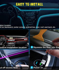 RGB Interior Car LED Strip Lights USB Powered Ambient Lighting shown with installation steps for easy application in car.