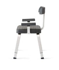 Side view of Momentum Shower Chair for Adults, Premium Non Slip Bath Seat with Adjustable Height, Armrests, Curved Backrest in Gray.