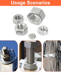 Hex Nuts Assortment Kit 150 Piece Set In 10 SAE Sizes Stainless Steel 304 shown in various usage scenarios.