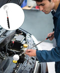 Mechanic using Two Pack Telescoping Inspection Mirror Set With Flexible Circular Mirrors, 360 Degree Rotating Heads and Extended Handle for Easy Vehicle Checks, Car Maintenance and Tight Spots, 2 Inch Diameter.