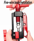 All In One Hydraulic Hose Repair Kit with tool for precise assembly and tight seals for bike maintenance in red and black