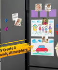 Dope DIY Fridge Magnet Kit For Photo Crafts With 2x2 And 2.5x2.5 Inch Squares displaying photos and drawings.