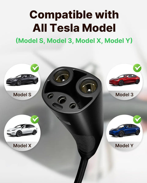Tesla compatible plug of Level 2 Home Smart EV Charger 50A 240V Hardwired Station for indoor outdoor use