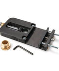 Top Shelf Router Dado Jig With CNC Machined Aluminum Carriage And One Inch Precision Bushing for woodworking setup.