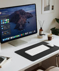 Premium Leather Desk Pad Mat Non Slip Blotter Desk Protector For Office And Home 17 By 12 Inches shown on white desk