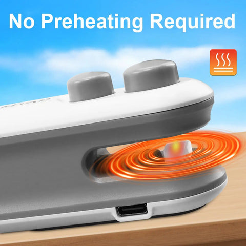 Close-up of 2 In 1 Rechargeable Bag Sealer With Cutter USB C Heat Sealer Resealer for snacks showing sealing area and USB-C port.