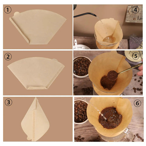 Solid Daily Driver Number Four Cone Coffee Filter Papers illustrating placement and use while brewing coffee.