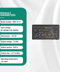 Heavy Hitter 10W AC DC Switching Power Supply Module 12V PCB Mount Universal AC Input showing product parameters and specifications.