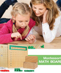 Child learning multiplication on Montessori Math Board For Multiplication And Division Hands On STEM Wooden Educational Toy