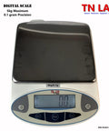 Professional Grade Built Tough Digital Scale With Dead On 0.1G Accuracy LED Backlit Panel Stainless Steel Tray for measurement.