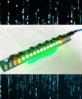 Sequential LEDs illuminate on a PCB from Large 4017 LED Light Soldering Practice Kit for Electronics DIY Projects, Kid-Friendly.