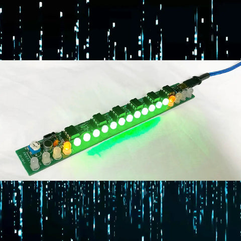 Sequential LEDs illuminate on a PCB from Large 4017 LED Light Soldering Practice Kit for Electronics DIY Projects, Kid-Friendly.