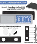 Dishwasher Clean Dirty Magnet Sign with Slide Tab, strong magnetic, non-scratch, PVC material, 6.9 x 2 in, appliance label.