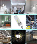 Super Bright E12 LED Corn Bulbs 16W 1500LM Daylight White 6000K CRI80 Plus in various home lighting settings