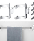 Solid Build Chrome Shower Door Handles And Towel Bar Brackets With 2 Inch Mount Holes And Full Hardware Kit featuring brackets and screws.