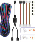 4 Pin 10mm LED Strip Connector Kit With 90 Degree Angled Jumpers No Fuss Solderless L Shape Plug For 5050 2835 RGB Rope Lights