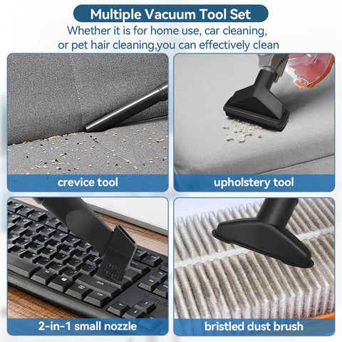 14 Piece Vacuum Attachment Kit For Shop Vac With 2.5 To 1.25 Inch And 1.875 To 1 Inch Adapters shown with various cleaning tools