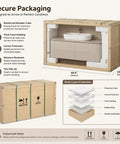Secure packaging for 42 Inch Freestanding Single Sink Bathroom Vanity With Defogging LED Mirror Cabinet, moisture-resistant design.