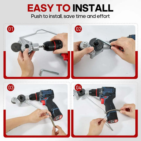Step-by-step installation of Metal Nibbler Drill Attachment Turn Your Power Drill Into A Pro Level Sheet Metal Cutter With A Double Cut Design
