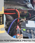 Heavy Duty 200 Amp ANL Blade Fuses With Gold Plated Contacts For Marine Car Audio Systems And Vehicle Inverters mounted in a vehicle.