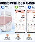Bluetooth OBD2 Scanner For iPhone And Android With Free App, Read And Clear Engine, Transmission, ABS, And SRS Codes Across 36 Vehicle Models, Works In Cars And Light Trucks, shown with app interface on iOS and Android devices.