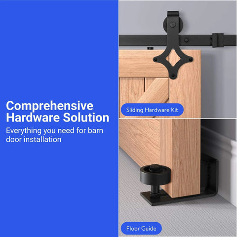 Heavy Duty Barn Door Hardware Kit for Sliding Doors, Single Or Double Barn Door Assembly With Track Rails And Rollers, Easy To Install