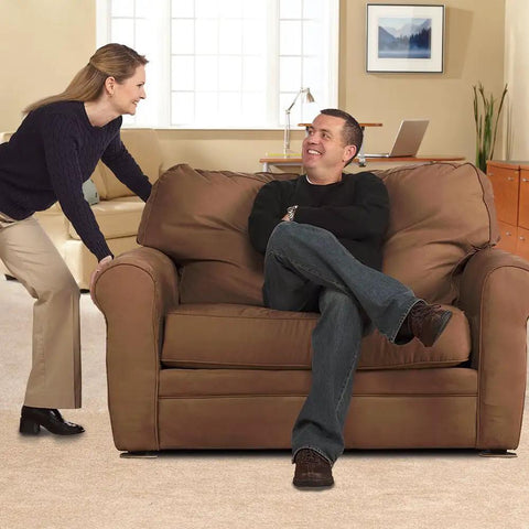 No Sweat Heavy Duty Furniture Sliders And Movers For Carpet And Hardwood Floors Reusable Floor Saving Kit Featuring Square And Round Shapes For Quick Gliding Daily Rearranging Beige 16 Pack used for moving a sofa.