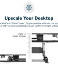Cube Corner 36 Inch Standing Desk Converter For Dual Monitors With Spring Lift 11 Height Adjustments mechanism