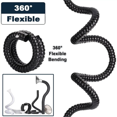 Adjustable Flexible Smoke Extractor Duct Hose With 360 Degree Swivel Arm showcasing flexible black duct with spiral design.