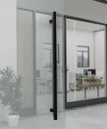 36 Inch Heavy Duty Push Pull Door Handle With Offset Design In Matte Black 304 Stainless Steel For Barn Glass Shower Interior And Exterior Doors Long Ladder Pull Rust Resistant Commercial Grade on glass door