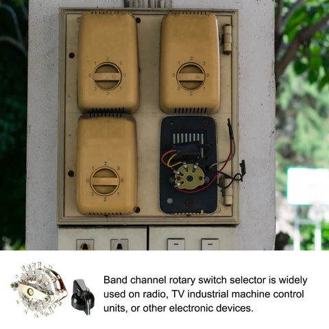Band Rotary Switch 6P3T 6 Pole 3 Position Dual Deck Rotary Selector For Radio TV And Industrial Control Units 24 Pin Mounting Ready Durable Switch Built For Precision Channel Selection Pro Grade Reliability, mounted panel view