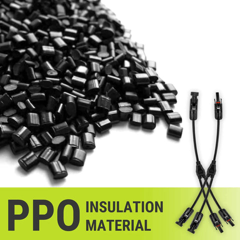 Pile of PPO material with Y Branch Solar Connector 2 To 1 Cable Adaptor Kit For Parallel Solar Panel Wiring Plug And Play Setup