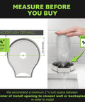Straight Fire Stainless Steel Glass Rinser Built To Slide Right Into Your Kitchen Sink Dispenser Opening Quick Scrub image showing installation clearance guidelines.
