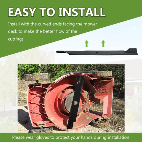 High Lift Mower Blades Set For 60 Inch Mowers All In One Blade Kit Heavy Duty Compatibility shown installed on mower deck