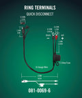 Ring Terminal Harness Cable With SAE Quick Disconnect 18 Inch Cord Adapter For 12V Battery Chargers Easy Quick Connect For Motorcycles Cars ATVs And More Go To Charge Accessory, 16 gauge wire, 7.5A fuse