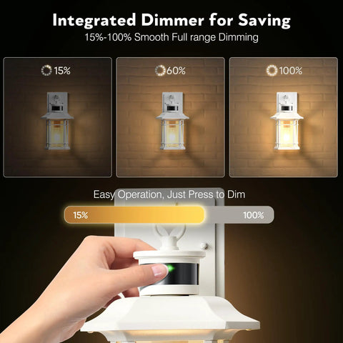 2 Pack Outdoor Motion Lights For House With Dusk To Dawn Sensor, showing dimmer operation with brightness levels