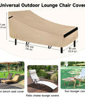 Heavy Duty Waterproof Patio Lounge Chair Cover For Outdoor Chaise With 420D Oxford Fabric, Fits 76L X 32W X 32H Inches
