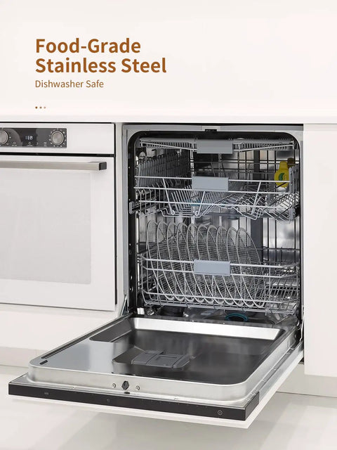 No Fuss Big Batch Stainless Steel Food Dehydrator With 10 Removable Racks And True 360 Rotating Drum For Even Drying Of Beef Jerky Fruits Herbs And Pet Treats With Clear Viewing Lid And Quick Cleanup showing stainless steel interior and racks.