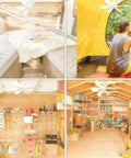 Kick Serious Summer Swelter With This Travel Foldable Ceiling Fan For Cruise Cabins And Campers installed in a cozy camper and tent.