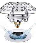 Premium Pop Up Tub Stopper With Built In Hair Strainer Smooth Handle Fits Lift And Turn Toe Touch Trip Lever drains water quickly.