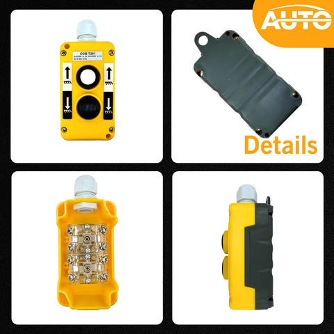 Waterproof Industrial 2 Button Electric Hoist Crane Pushbutton Switches With Box Holder Cob For Up Down Driving Control
