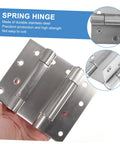 Front view of HOMSFOU stainless steel spring hinge for double-opening, self-closing doors