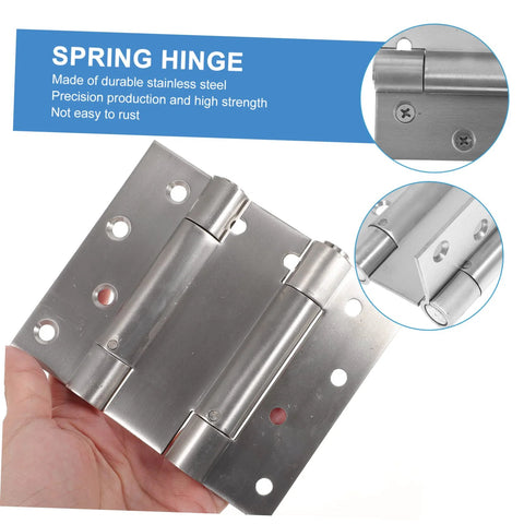 Front view of HOMSFOU stainless steel spring hinge for double-opening, self-closing doors