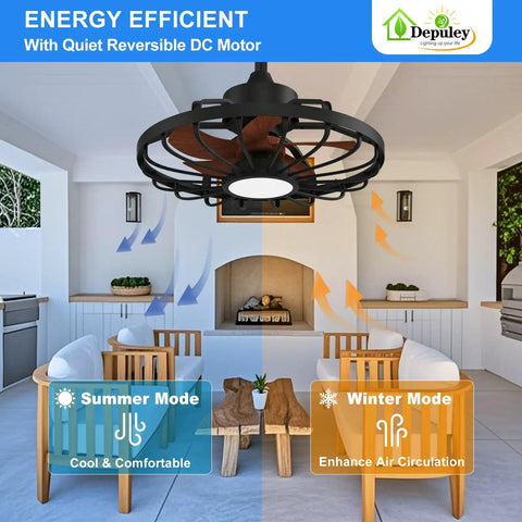 Outdoor Ceiling Fan With Lights 20 Inch Waterproof Plug In Ceiling Fan With Remote And App Control, 6 Speeds Reversible Downdraft And Updraft, IP65 Wet Rated For Patios Gazebos Pergolas, Walnut Finish above patio