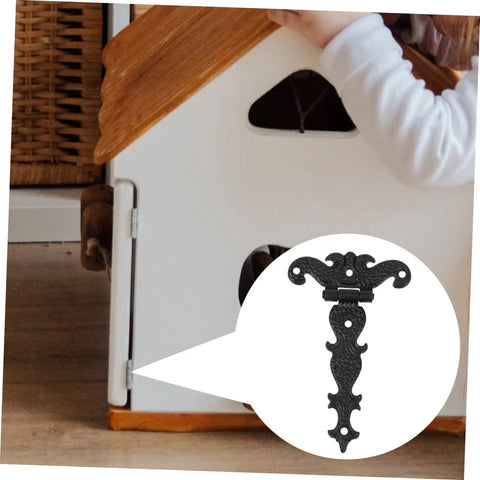 Set Of Four Retro European Style Wooden Box Hinges Built Tough For Durable Cabinet Hardware With No Sweat Installation Perfect For Diy Vintage Storage And Antique Furniture Restoration Projects on a cabinet door.