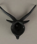 Badass Set Of Two Baphomet Coat Hooks 6 Inch Cast Iron Wall Mounts Solid Decorative entryway hardware top view of hook.