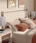 Bedroom with Set Of 2 USB Nightstand Lamps With Grey Fabric Shade Small Table Lamps For Bedroom End Table Living Room Or Home Office