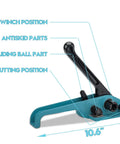 Heavy Duty Strapping Tensioner Sealer And Cutter Kit For One Half To Three Quarters Inch Polyester Polypropylene Straps Lake Blue Manual Packing Tools Set Built Tough For Pro Grade Wrapping, 10.6 in