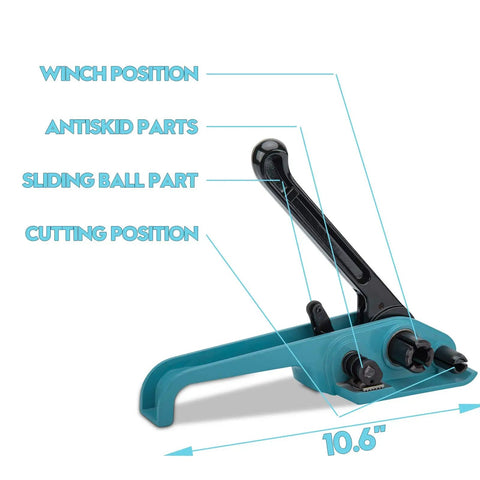 Heavy Duty Strapping Tensioner Sealer And Cutter Kit For One Half To Three Quarters Inch Polyester Polypropylene Straps Lake Blue Manual Packing Tools Set Built Tough For Pro Grade Wrapping, 10.6 in