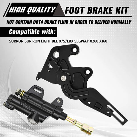 Hydraulic Foot Brake Pedal Lever Kit for Surron LBX X260 X160 Electric Dirt Bikes CNC 6061-T6 Aluminum Upgrade Easy Install Beefed Up Braking Performance DOT4 Fluid Not Included